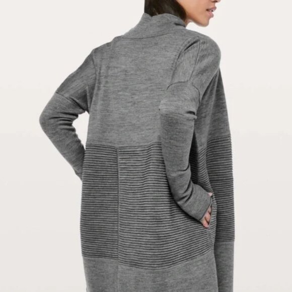Lululemon Sit In Lotus Wrap II Pure Merino wool long cardigan EUC - Picture 6 of 7